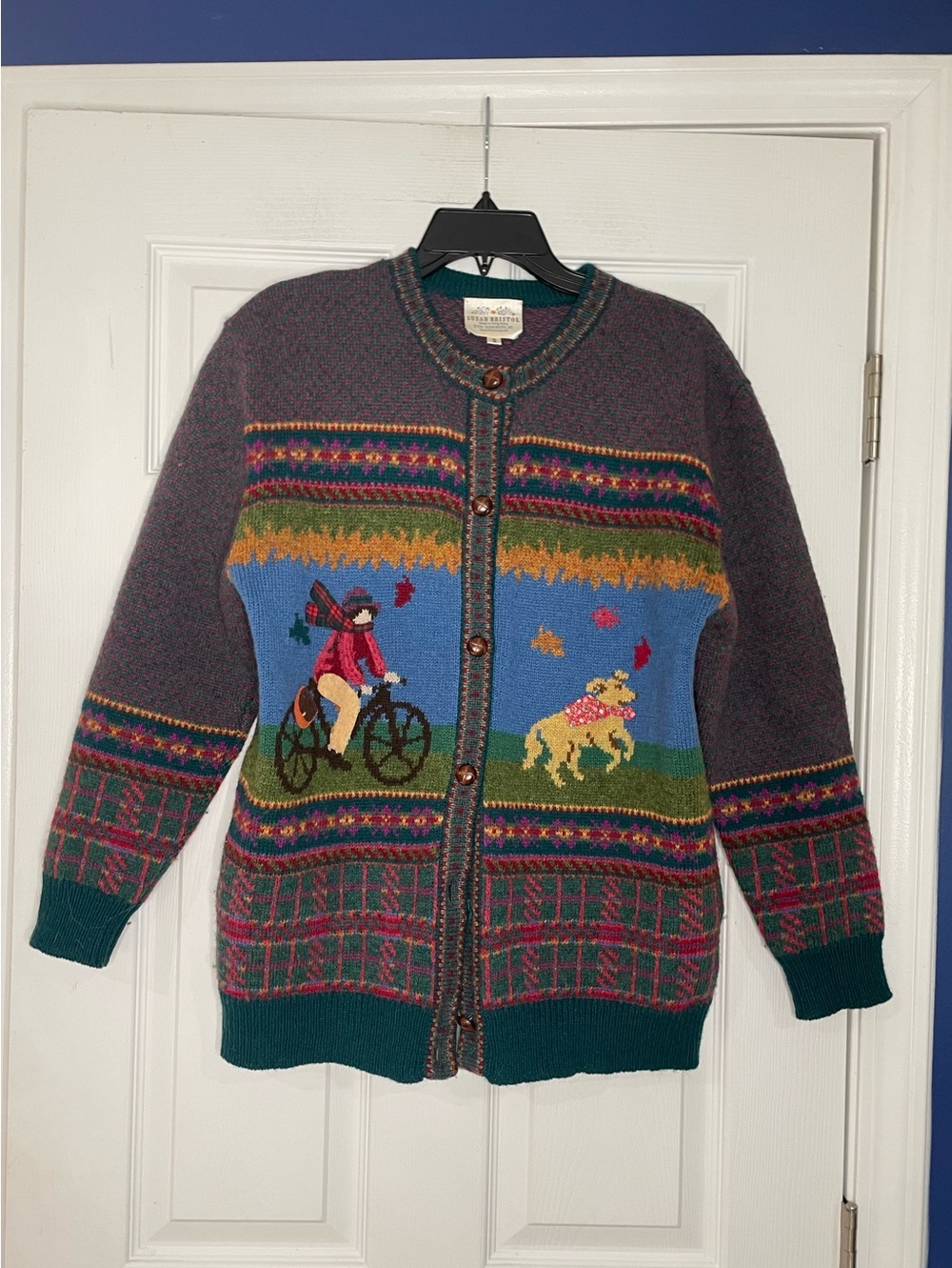 SUSAN BRISTOL vintage Shetland wool autumn cardigan -Small